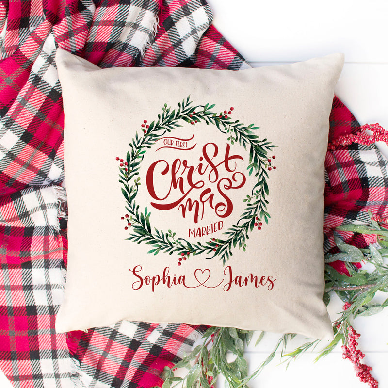 First Christmas Married Home Decor Cushion Cover