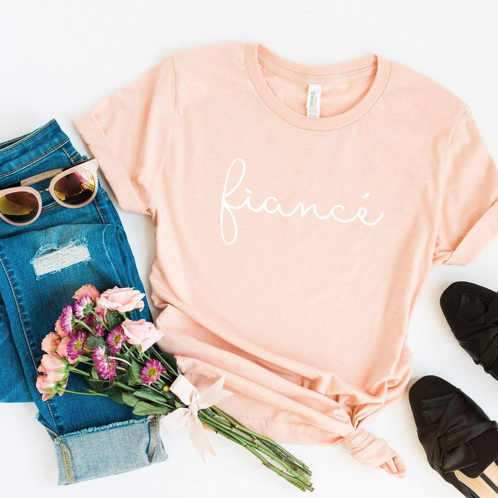 Fiancé - Fiancée Wedding Party T-shirt | Engagement Gift - Pink Positive