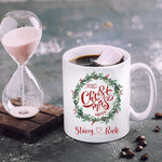 First Christmas Married Christmas Mug with Names - Pink Positive