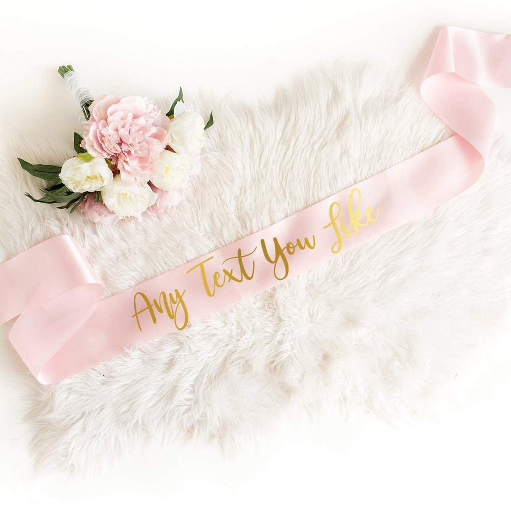 Gold and Rose Gold Personalised Custom Text Sash - Pink Positive