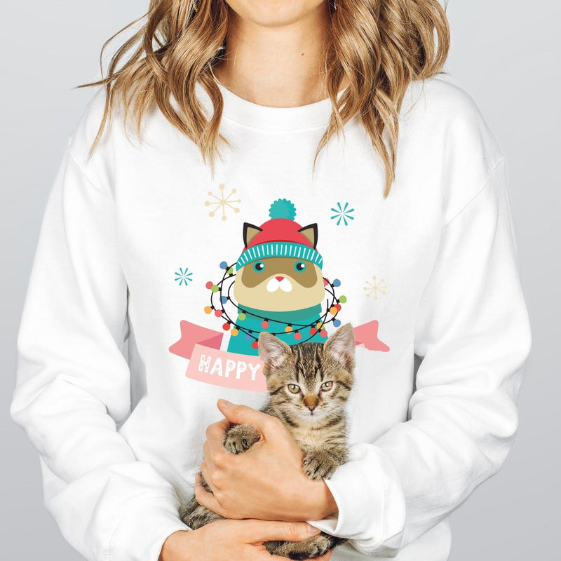 Happy Catsmas | Cat Christmas Jumper - Pink Positive
