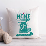 Home is Where the Cat is Cushion Cover | Cat Lover Housewarming Gift - Pink Positive