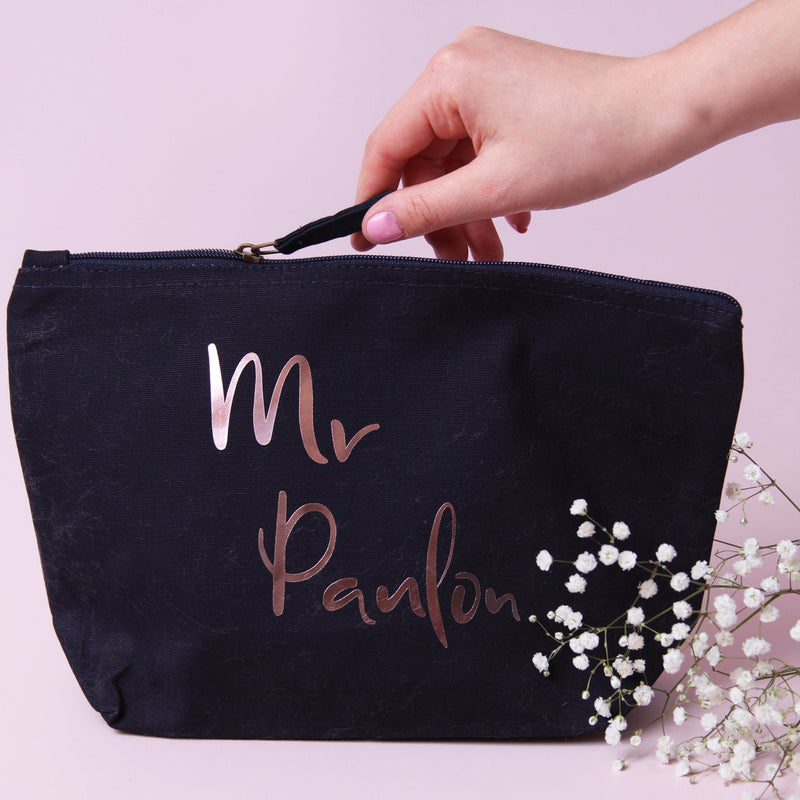 Honeymoon Mr & Mrs Wash Bags | Personalised Gift with Names for Newly Weds - Pink Positive