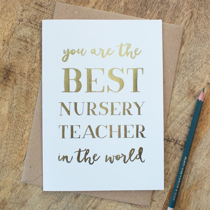 Best Nursery Teacher In The Whole World, Teaching Assistant Card, Foil Greeting Card, Card For Teacher, For Pre School, Thank You Teacher