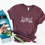 Soft touch Maroon T-Shirt with Peony Flower