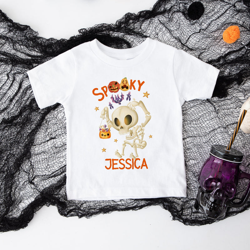Personalised Halloween T-Shirt for Kids Spooky Family T-shirts for the Whole Family Pumkin Skeleton My First Halloween School Party