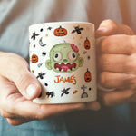 Halloween Vampire and Zombie mug with name