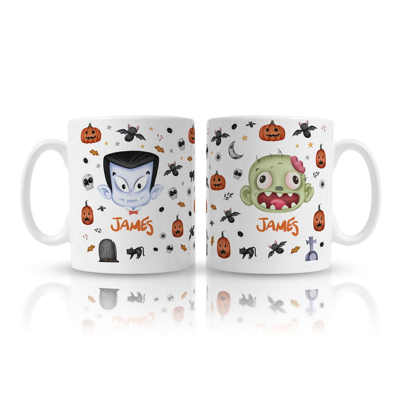 Halloween Vampire and Zombie mug with name