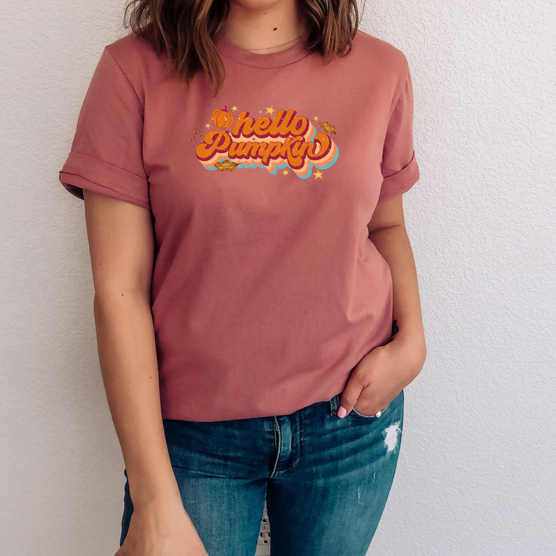 Hello Pumpkin Autumn T-Shirt Retro