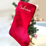 Luxury Personalised Christmas Stocking with Name | Red Velvet Christmas Stocking Christmas Eve for Him Her and Children