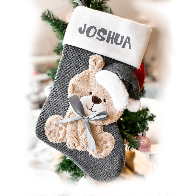 Children's Christmas Stocking Plush With Pop Up Teddy and Personalised Name | Christmas Eve Stocking for Kids Personalised