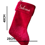 Luxury Personalised Christmas Stocking with Name | Red Velvet Christmas Stocking Christmas Eve for Him Her and Children