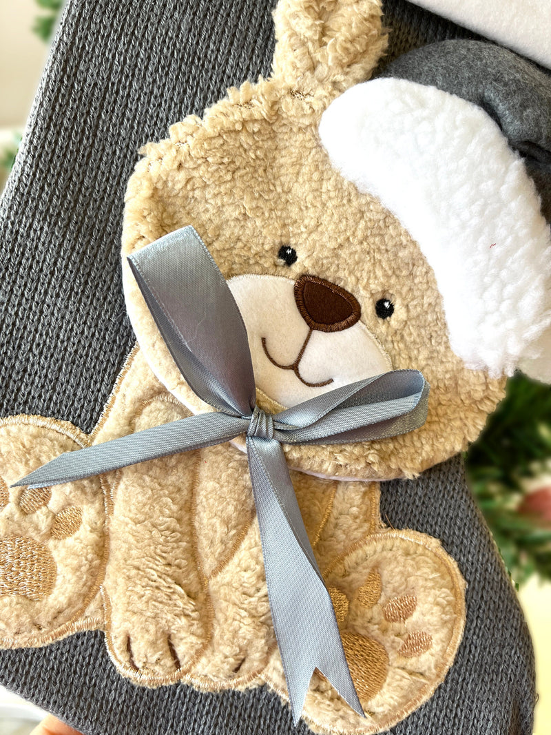 Children's Christmas Stocking Plush With Pop Up Teddy and Personalised Name | Christmas Eve Stocking for Kids Personalised