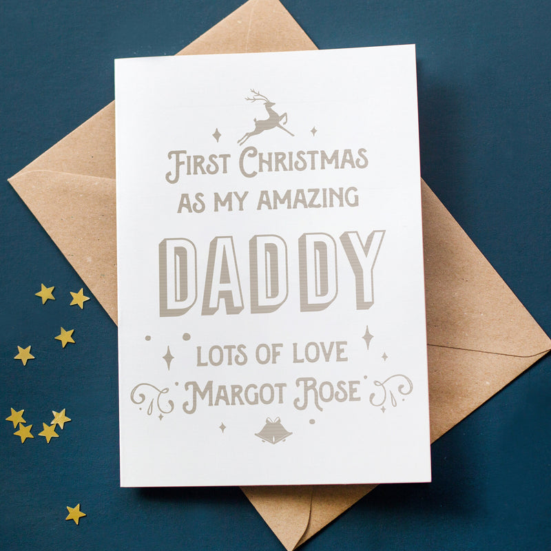 First Christmas As Father, Dad Christmas Card, Baby's 1st Christmas Card For New Daddy, New Dad Christmas