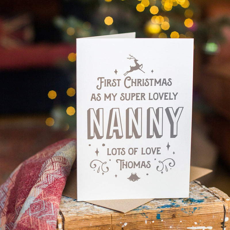 First Christmas As Nanny, Baby's 1st Christmas Card For Grandma
