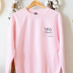 Personalised Mrs Sweatshirt with Surname and Year
