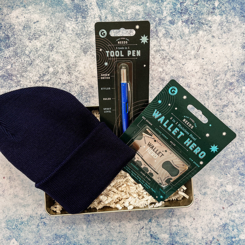Father's Day Gift Set | Tools in a Tin Box with Beanie