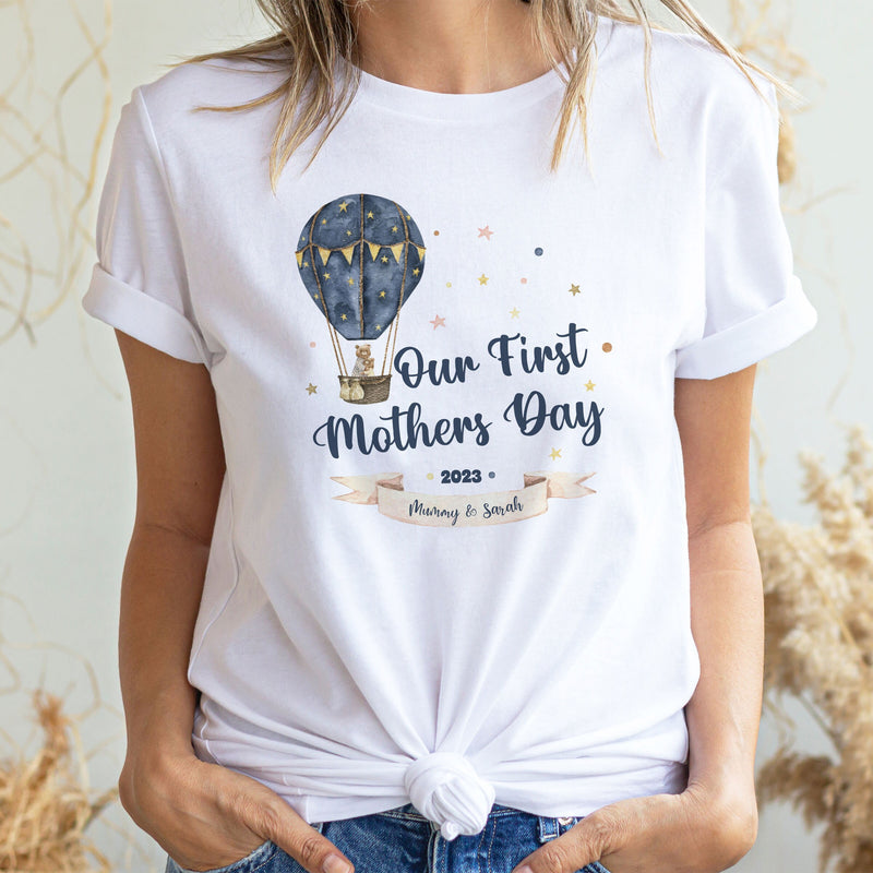 Our First Mothers Day T-Shirt, Mummy and Me Fox Air Balloon