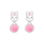 Sterling Silver Rabbit Earrings with Pom Poms