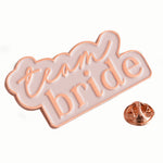 Rose Gold and Pink Enamel 'Team Bride' Pin Badge