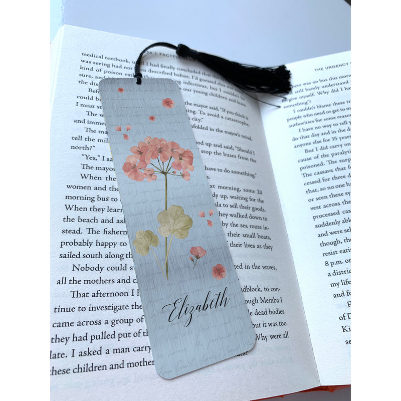 Personalised Bookmark with Floral Design and Name | Book lover gift for him or for her