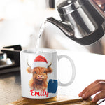 Personalised Christmas Mug, Highland Cow Mug