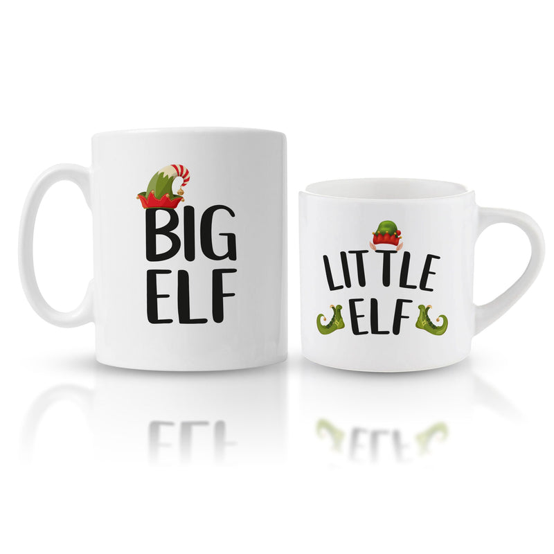 Personalised Family Christmas Mugs - Big Elf & Little Elf Mug Set