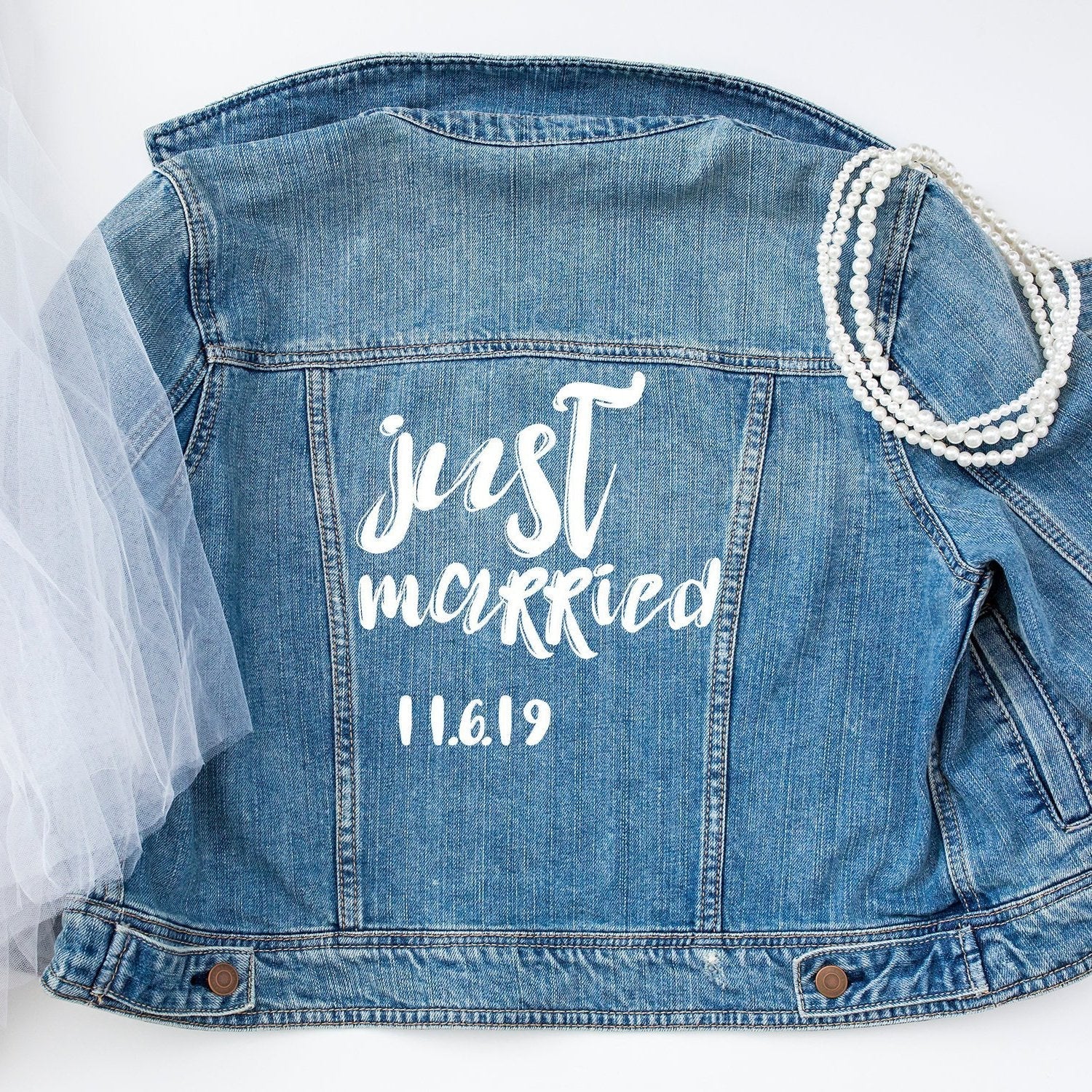 Just Married Jean Jacket | Bride Groom Denim Jacket – Pink Positive