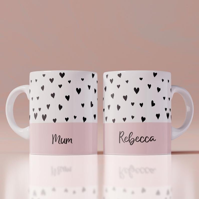 Love Hearts Personalised Mug with Names | Valentines Day Mug