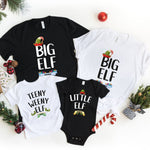 Matching Elf Family T-shirts personalised with Name