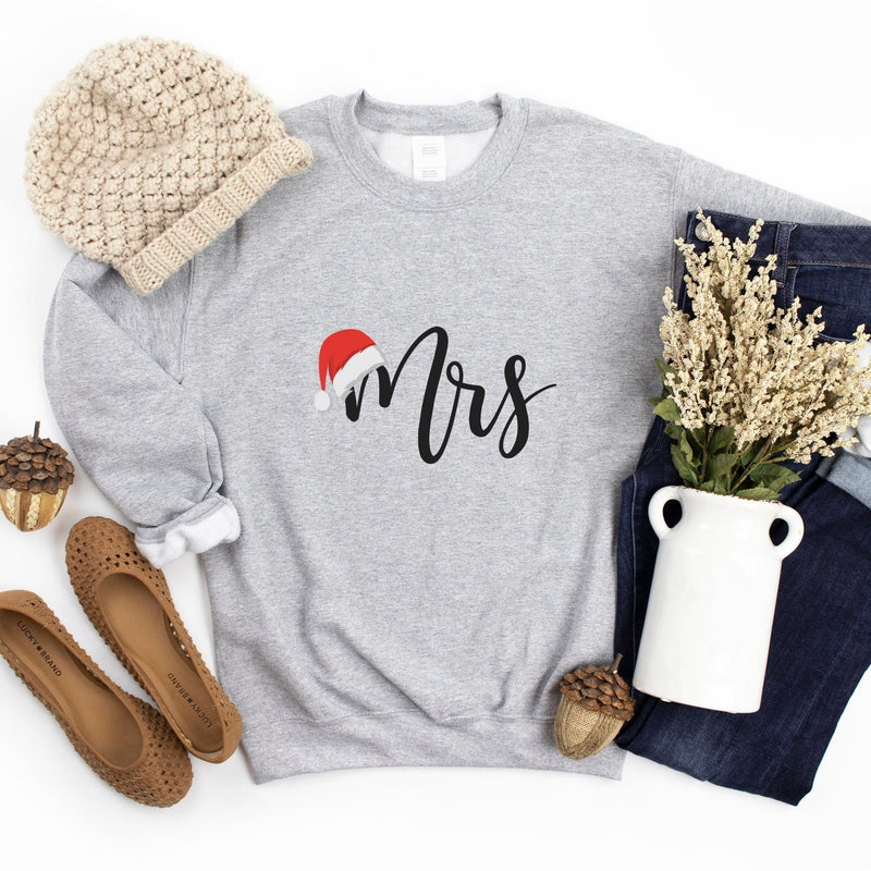 Mr and Mrs Christmas Sweatshirt with Santa Hat