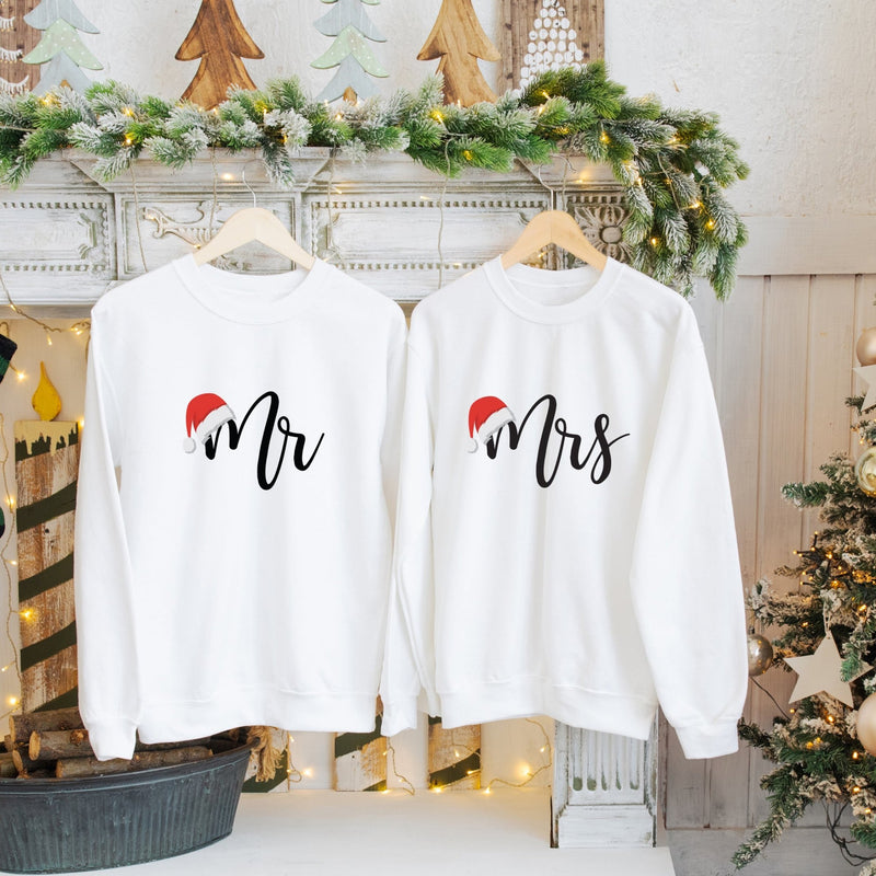 Mr and Mrs Christmas Sweatshirt with Santa Hat