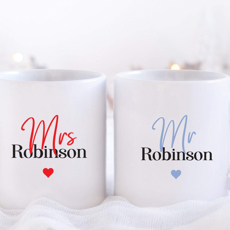 Mr and Mrs Personalised Mug | Mrs Surname Mug with Wedding Date