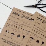 Pack Of 10 Funny Wedding Bride & Groom Score Cards