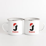 Personalised Christmas Mug Initial with Santa Hat