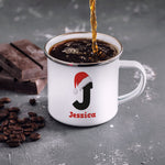Personalised Christmas Mug Initial with Santa Hat
