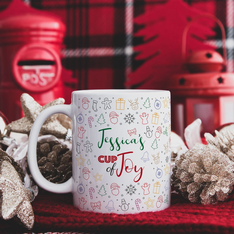 Personalised Christmas Mug with Holiday Icons