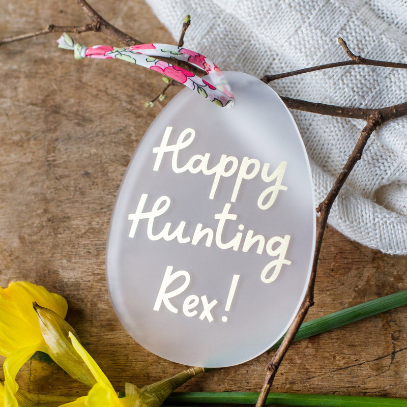 Personalised Happy Hunting Easter Egg Decoration