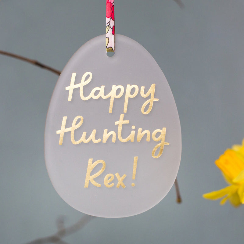 Personalised Happy Hunting Easter Egg Decoration