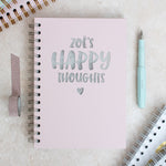 Personalised 'Happy Thoughts' Foil  Hardback Notebook