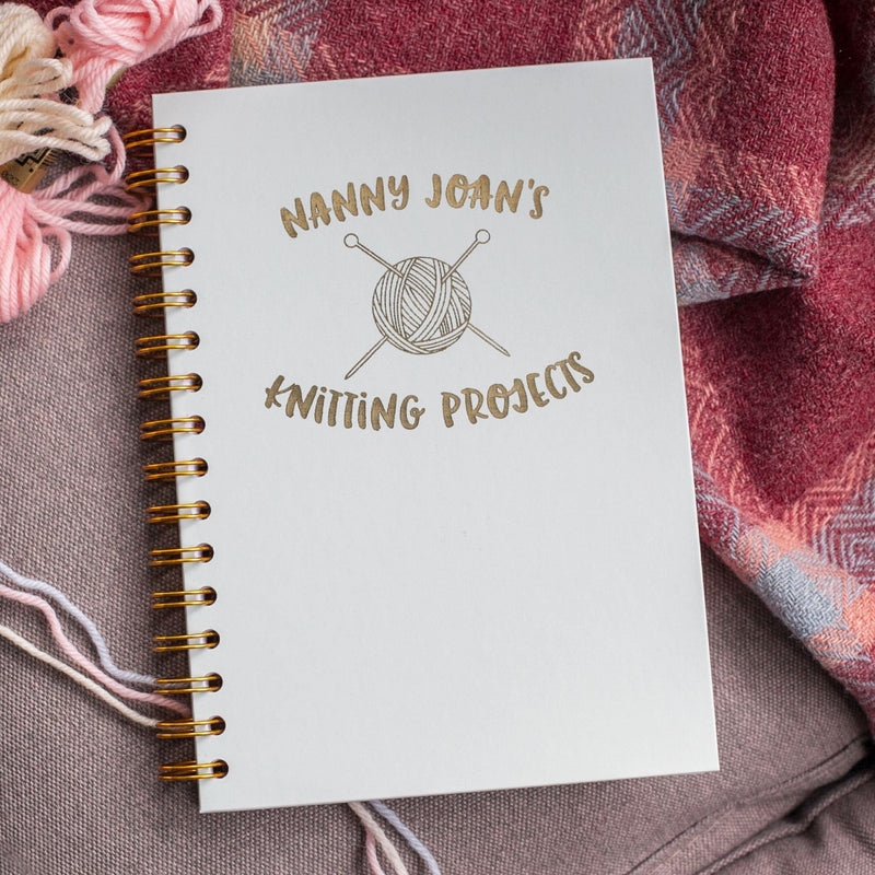 Personalised Knitting Projects Foil  Hardback Notebook