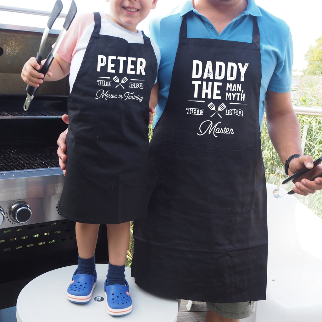 Personalised Mens King of the Grill BBQ Cooking Apron - Pink Positive