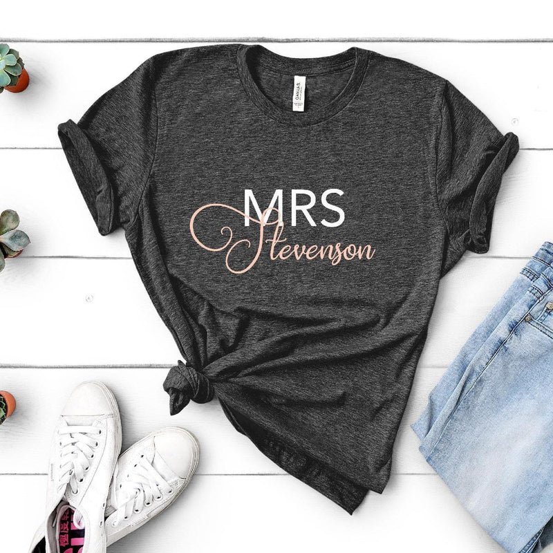 Personalised Mrs Surname Shirt - Pink Positive