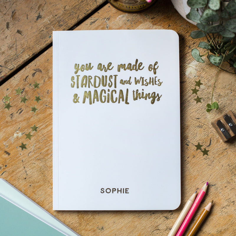 Personalised Stardust Foil  Soft Cover Notebook