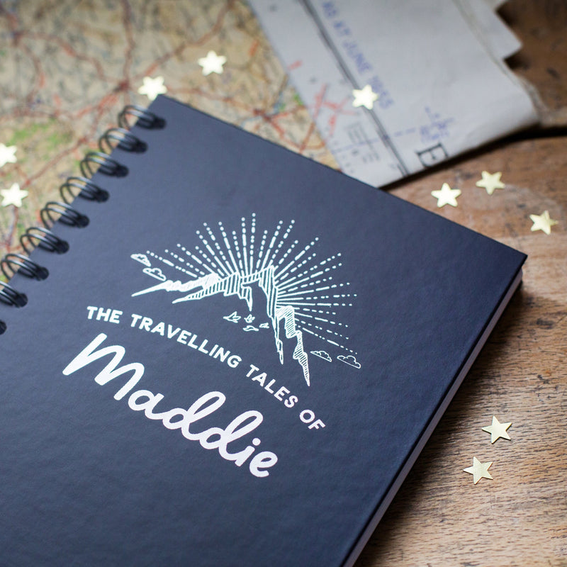 Personalised 'Travelling Tales' Foil  Hardback Notebook