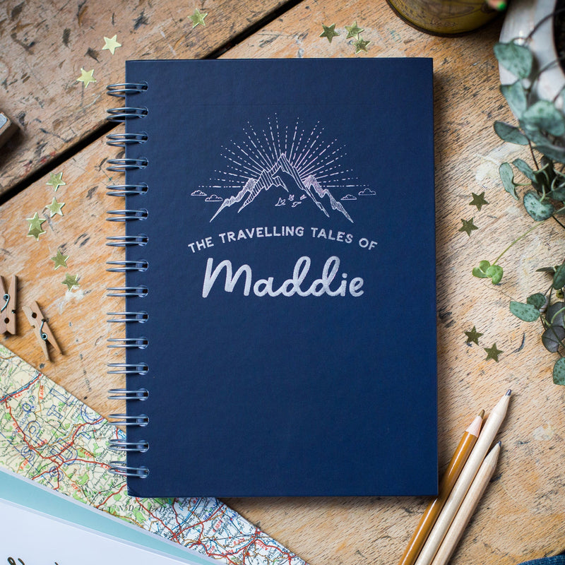 Personalised 'Travelling Tales' Foil  Hardback Notebook
