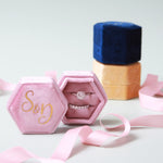 Personalised Velvet Ring Box - Pink Positive