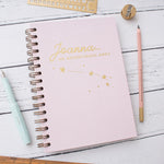 Personalised Zodiac Star Sign Pink Foil  Hardback Notebook