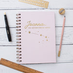 Personalised Zodiac Star Sign Pink Foil  Hardback Notebook