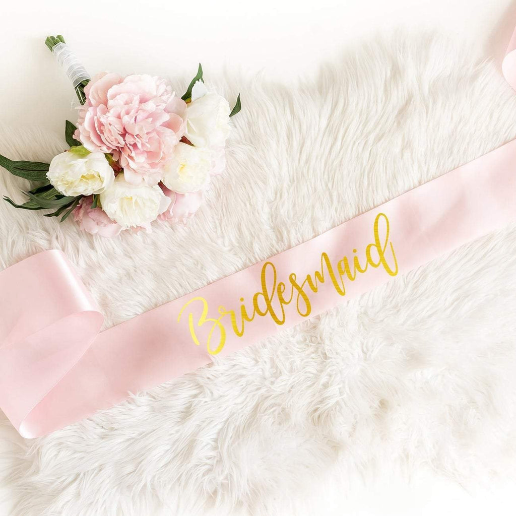 Rose Gold and Gold Personalised Bridesmaid Sash - Pink Positive